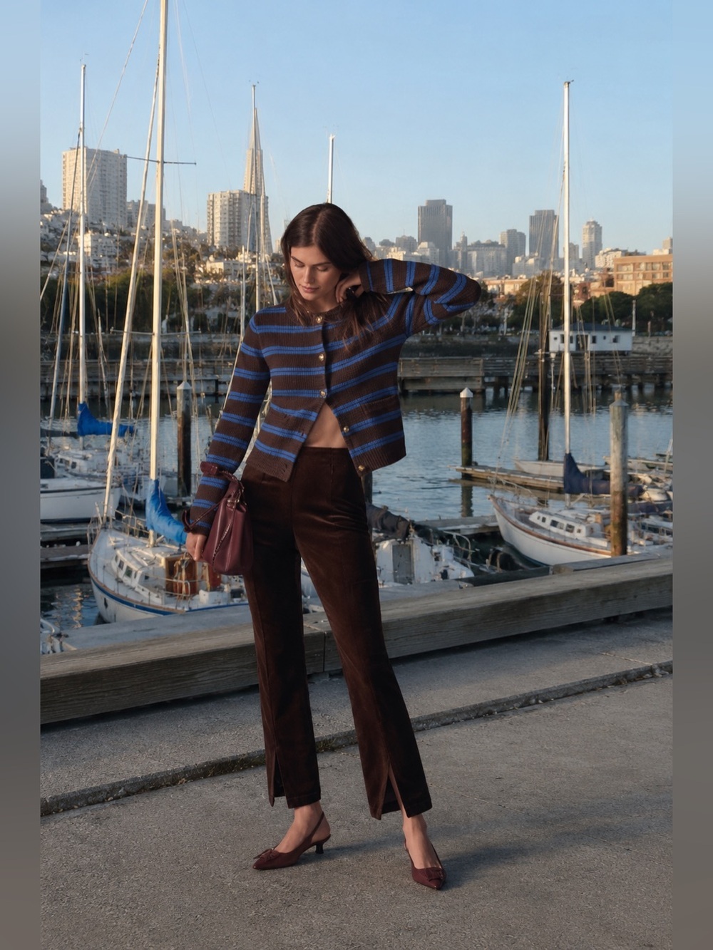 Anthropologie NWT Maeve High-Rise Split-Front Velvet Skinny Pants size M.